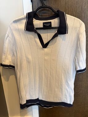 Abercrombie & Fitch White Polo with Navy Trim